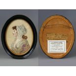 After Francesco Bartolozzi - fine embroidered and painted framed oval picture, St Giles' Beauty by