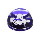 Baccarat blue Zodiac Scorpio glass paperweight, etched mark