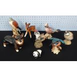 Beswick - Collection of animal figures; including Kingfisher, Corgi, Woodpecker, Jay, Panda etc;
