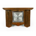 Art Deco aneroid oak cased barometer, 13" wide, 9" high