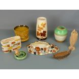 Collection of mid century glazed ceramic vases and planters including examples by Sylvac, Shelley,
