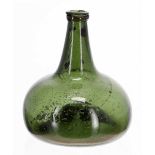 18th Century onion shape green glass wine bottle, 6.5" high