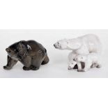Royal Copenhagen - Brown bear, factory stamp and inscribed numbered 2841 underside, 4" high;