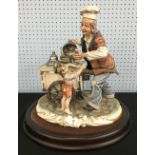 Large Capodimonte porcelain figural group, The Ice Cream Seller, 12" high (associated base)