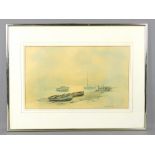 Douglas Treasure (1917-1995) - 'Boats at Anchor', watercolour, 21" x 13"