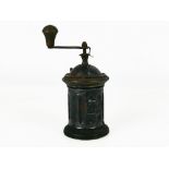 Rare circa 1890 Italian FB Trespade cylindrical coffee grinder, three swords embossed stamp, 9"