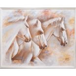 ** Marx (20th/21st century) - a study of three white horses signed Marx, oil on canvas, 40" x 50"