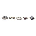 Five assorted 9ct stone set rings, 14.3gm (5)