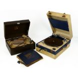 1940s cased Decca 50 wind-up gramophone (in working order); together with a His Master's Voice