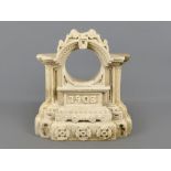 Unusual antique heavy one-piece stone carving in the form of a clock case, dated 1903, 13.5" x 12" x