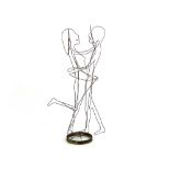 Vintage wirework sculpture entitled Dancing Couple, 27" tall