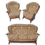 Joynson Holland 'Winchester' three piece cottage suite of sofa and two lounge chairs, with Ercol