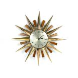 Large vintage/ retro Metamec quartz Starburst wall clock, in good working order, 24" diameter