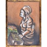 Peter Sibeko (20th/21st century) - a black woman with her child selling fruit, signed and dated '