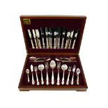 Viners 'Buckingham' mahogany cased canteen of silver plated cutlery, eight places, eighty-four