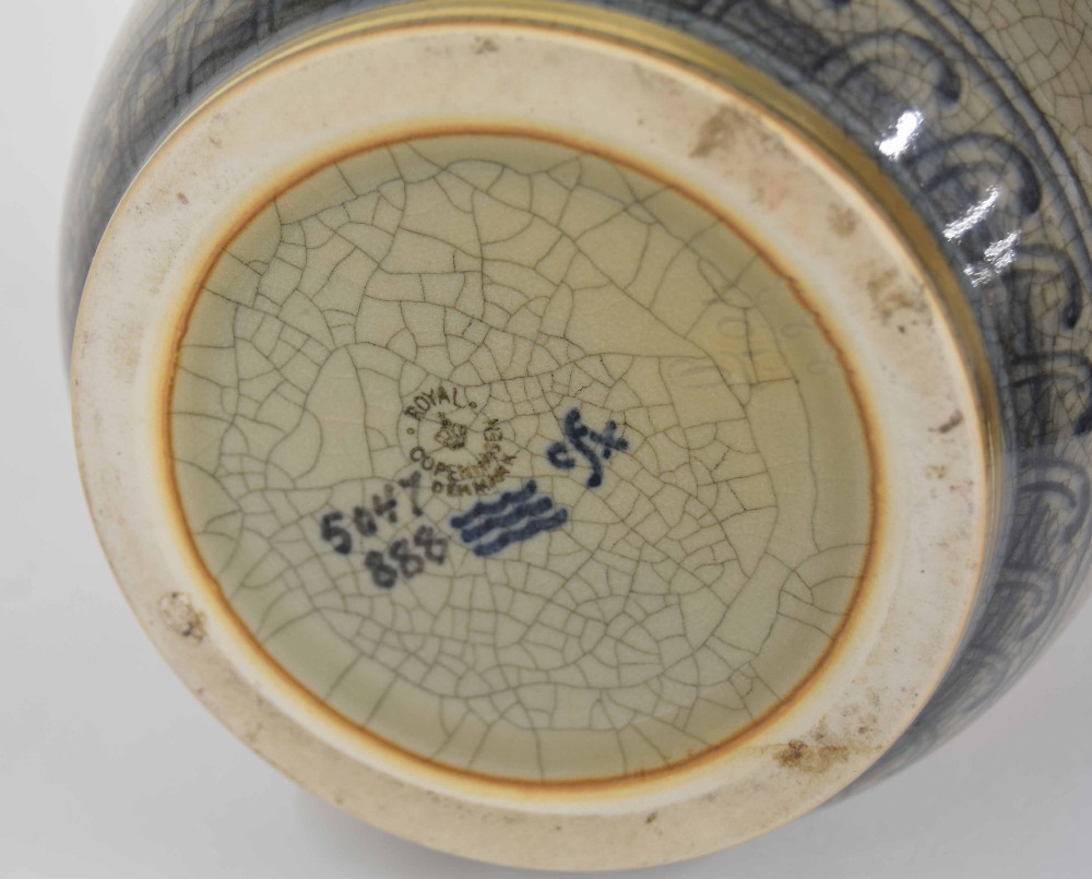 Royal Copenhagen - Crackle vase model 888, decorated with gilt highlighted flowers, factory stamp - Image 3 of 3