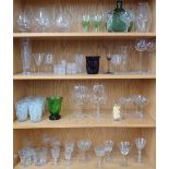 Collection of assorted drinking glasses; to include brandy glasses, liqueur, shot glasses, wine