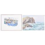 Barnett Bray (20th/21st century) - a harbour scene with fishing boats, signed also inscribed with