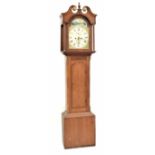 Oak and mahogany eight day longcase clock, the 12" painted arched dial signed Will. Young,