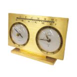 Jaeger small desk clock/barometer compendium, the 1.75" twin dials under a thermometer scale and