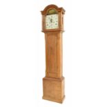 Oak eight day longcase clock, the 12" painted arched dial signed Davied Peat, Grieff to the centre
