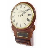 Good mahogany 12" convex double fusee drop dial wall clock, signed Blackwood & Son, North Shields,