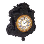 French ebonised composition two train wall clock, the movement signed Leroy á Paris, with outside