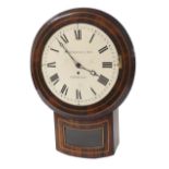 Rosewood single fusee 12" wall dial clock signed Whitehead & Son, Chichester, within a flat surround