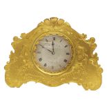 Gilt metal strut clock timepiece attributed to Thomas Cole Junior, circa 1875, the 3.5" silvered