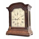 Good mahogany double fusee boardroom style clock, the 10" silvered arched dial signed Conyers
