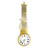 Good French double-sided brass and gridiron swinging pendulum wall clock, the 14 day movement with