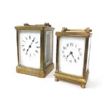Large carriage clock timepiece stamped with the Drocourt trademark logo on the back plate, the