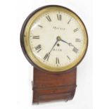 Mahogany single fusee 12" drop dial wall clock, the wooden painted dial signed Hayter, Bath within a