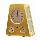 Fine and probably unique English brass cased two train table clock striking on a bell, the principal