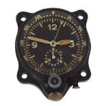 Junghans Luftwaffe (German Airforce) navigator's cockpit clock, black dial with quarter Arabic