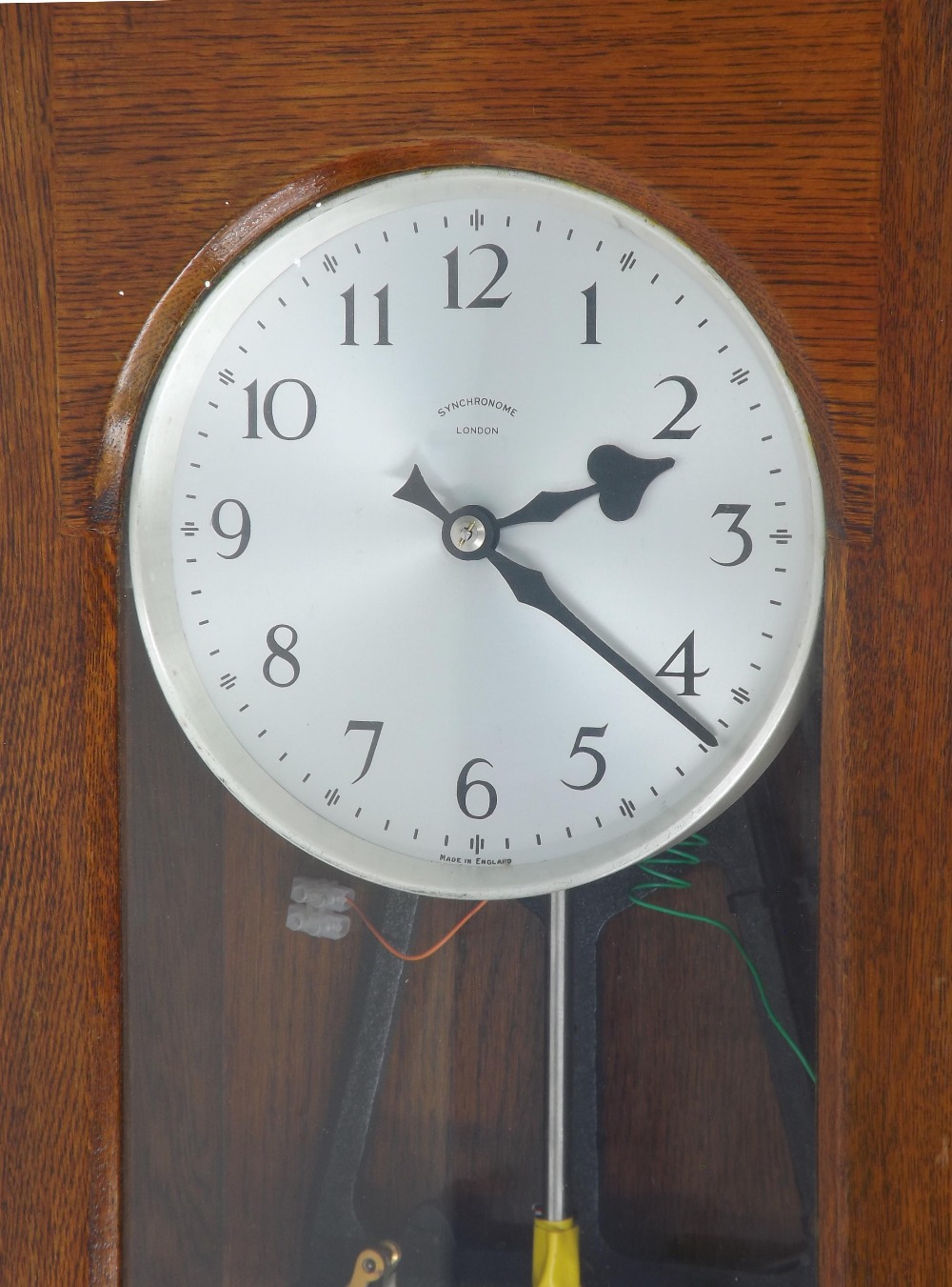 Synchronome thirty-second master clock, unnumbered, the 6.25" silvered dial within an oak glazed - Image 2 of 2