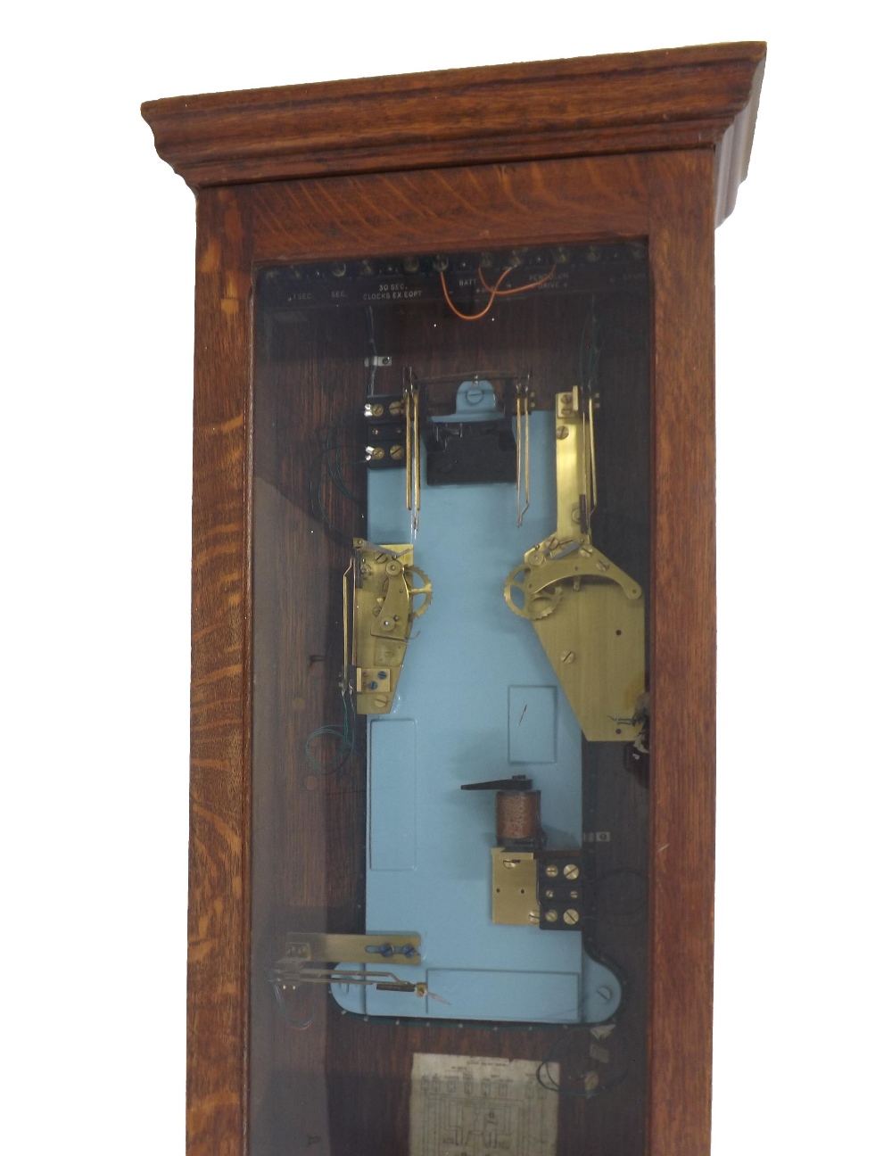 Magneta Post Office (PO 36) Exchange longcase electric master clock, within a two-part oak glazed - Image 2 of 2