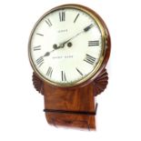 Mahogany double fusee 12" drop dial wall clock signed Jones, Seven Oaks, within a turned surround