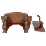 Good mahogany clock bracket, the breakfront moulded stepped top over shaped fluted supports, 21.5"
