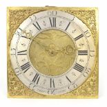 Thirty hour longcase clock movement, the 11" square brass dial signed Joshua Brace, Chepstow on