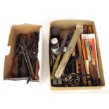 Quantity of various small horological and general tools including files, pliers and brushes etc.