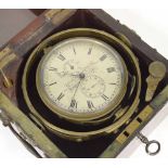 Good mahogany two day marine chronometer, the 3.5" silvered dial signed Charles Frodsham,