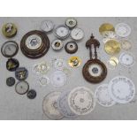 Quantity of various small barometer and barometer parts including dials and cases etc.
