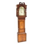 Oak and mahogany eight day longcase clock, the 13" painted arched dial signed D.L. Moses, Brynamman,