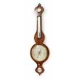 Rosewood four glass wheel barometer signed Sexty Bros Grantham, the 8" principal silvered dial