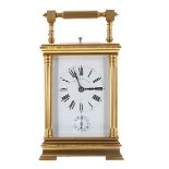 Good Grand Sonnerie repeating alarm carriage clock striking on two gongs, the movement stamped no.