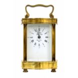 L'Epee contemporary carriage clock timepiece, within a Doucine brass case, 6" high (key) *This clock