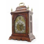 Good English mahogany triple fusee verge bracket clock, the 7" brass arched dial signed John Arnold,