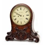 English mahogany double fusee bracket clock in need of restoration, the 8" cream dial signed Thos