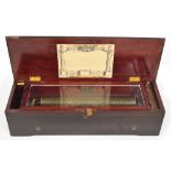 Rosewood Nicole Freres music box, with 13 1/8" cylinder and tune sheet (not inscribed), stamped